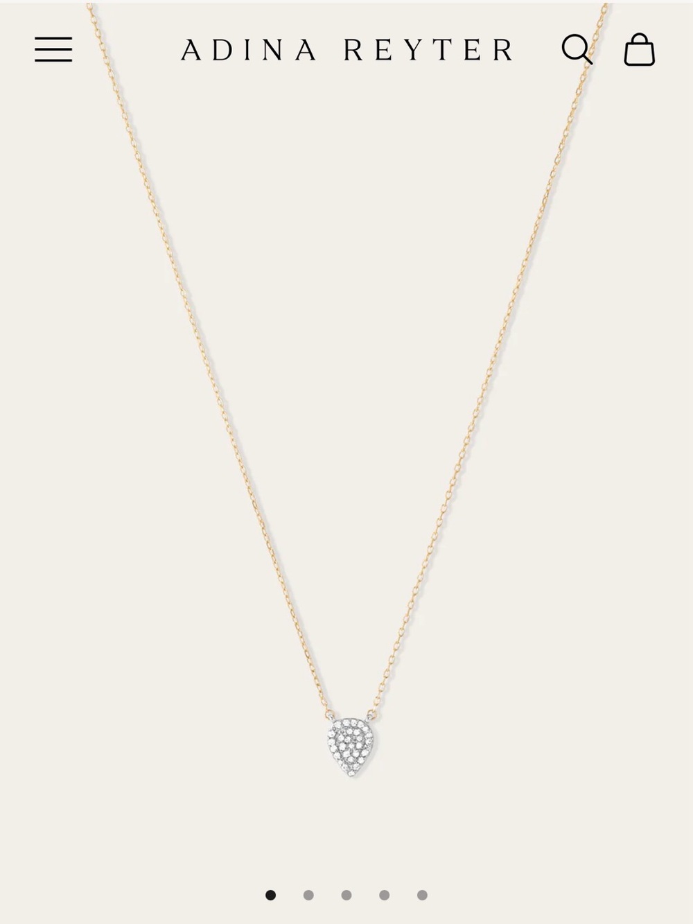 Adina Reyter Small Pave Diamond Teardrop Necklace